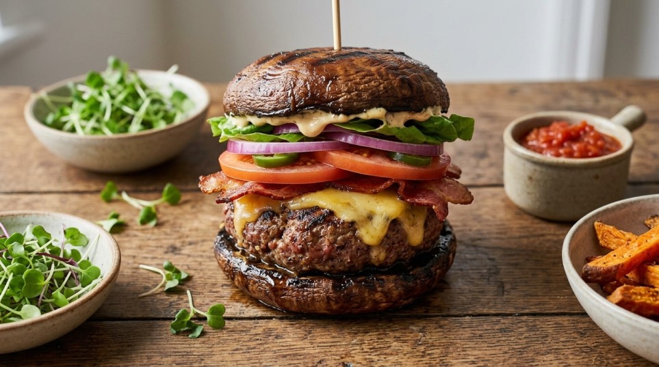 Hovězí burger s portobello aneb burger bez pečiva