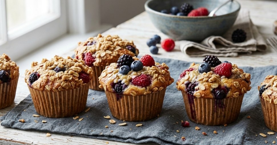 Ovesné muffiny s lesním ovocem